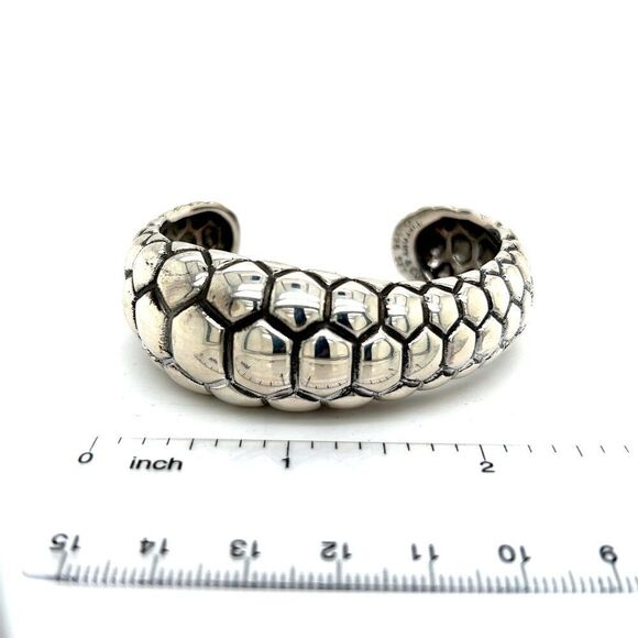 Tiffany & Co Bangle Bracelet 7.5" Medium Beehive Design Sterling Silver TIF885 - Picture 7 of 7